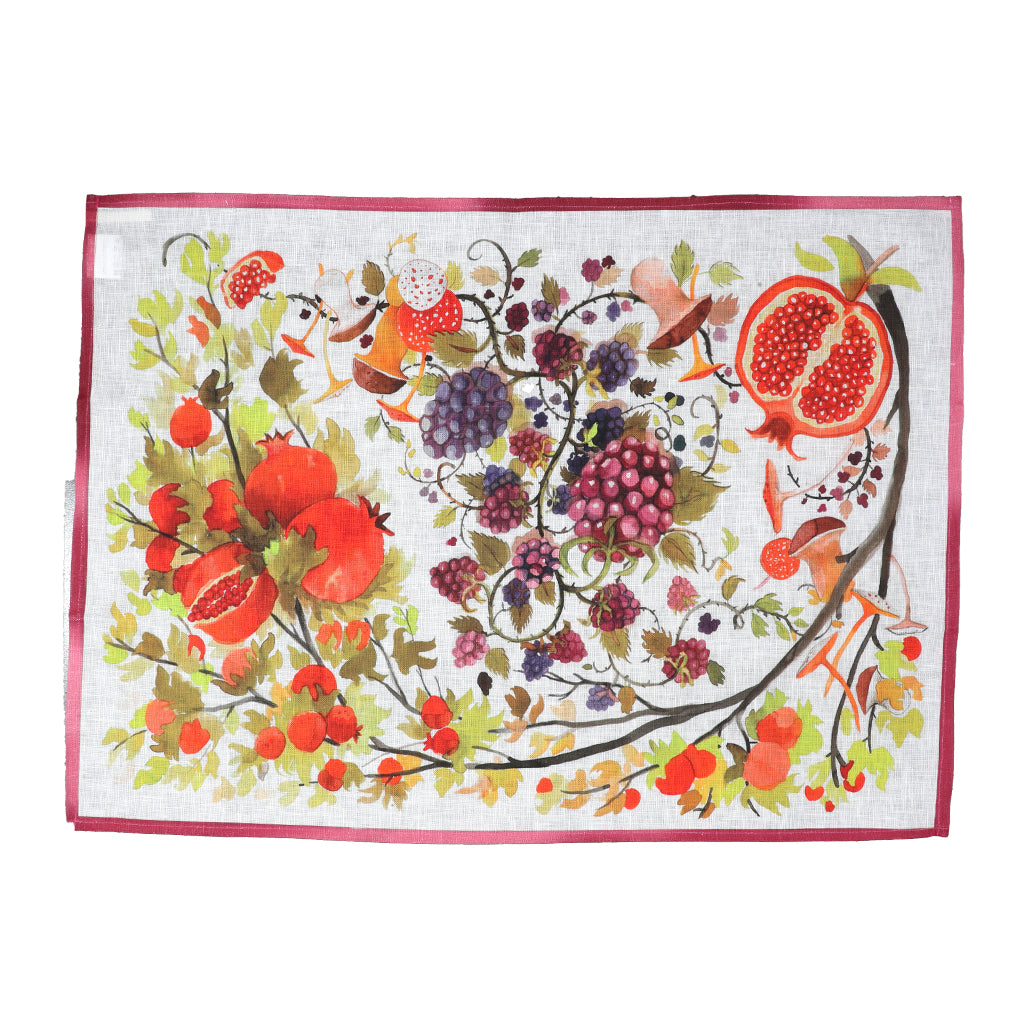 Kitchen Towel Artistic Umbrian Fabric Amina Printed Linen Fuchsia 50x70 cm