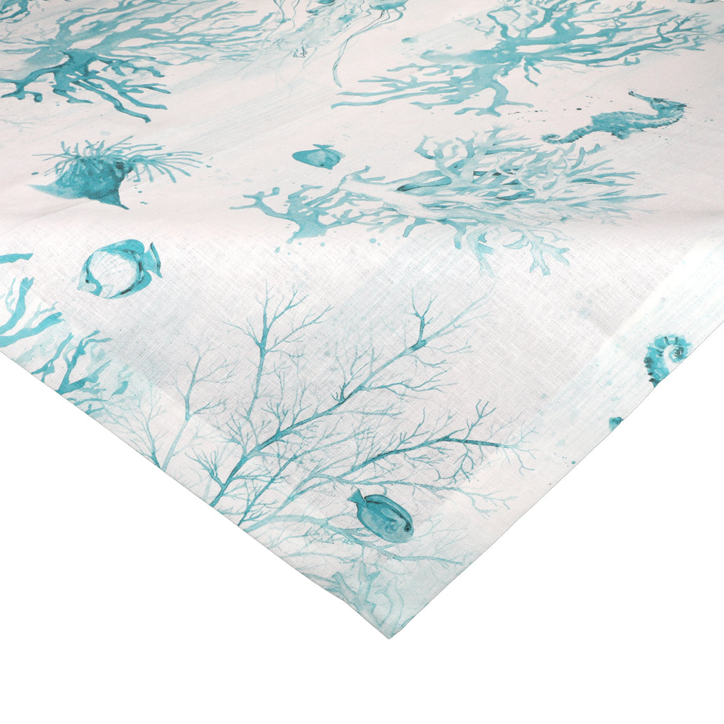 Palau Turquoise Printed Linen Centerpiece 90x90 cm
