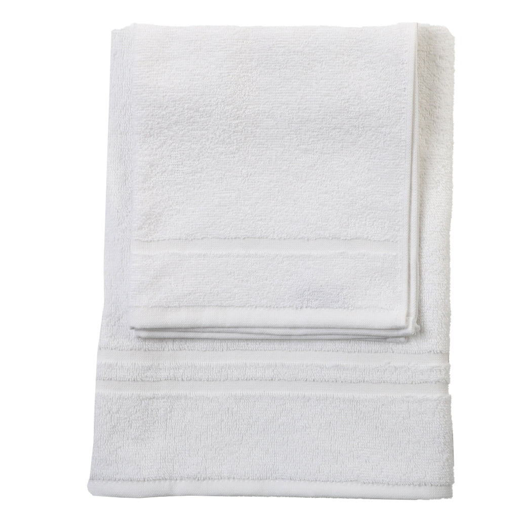 Pair of Botticelli Home Hotellerie White Bathroom Terry Towels 400gr Face + Guest for Hotels and B&amp;Bs