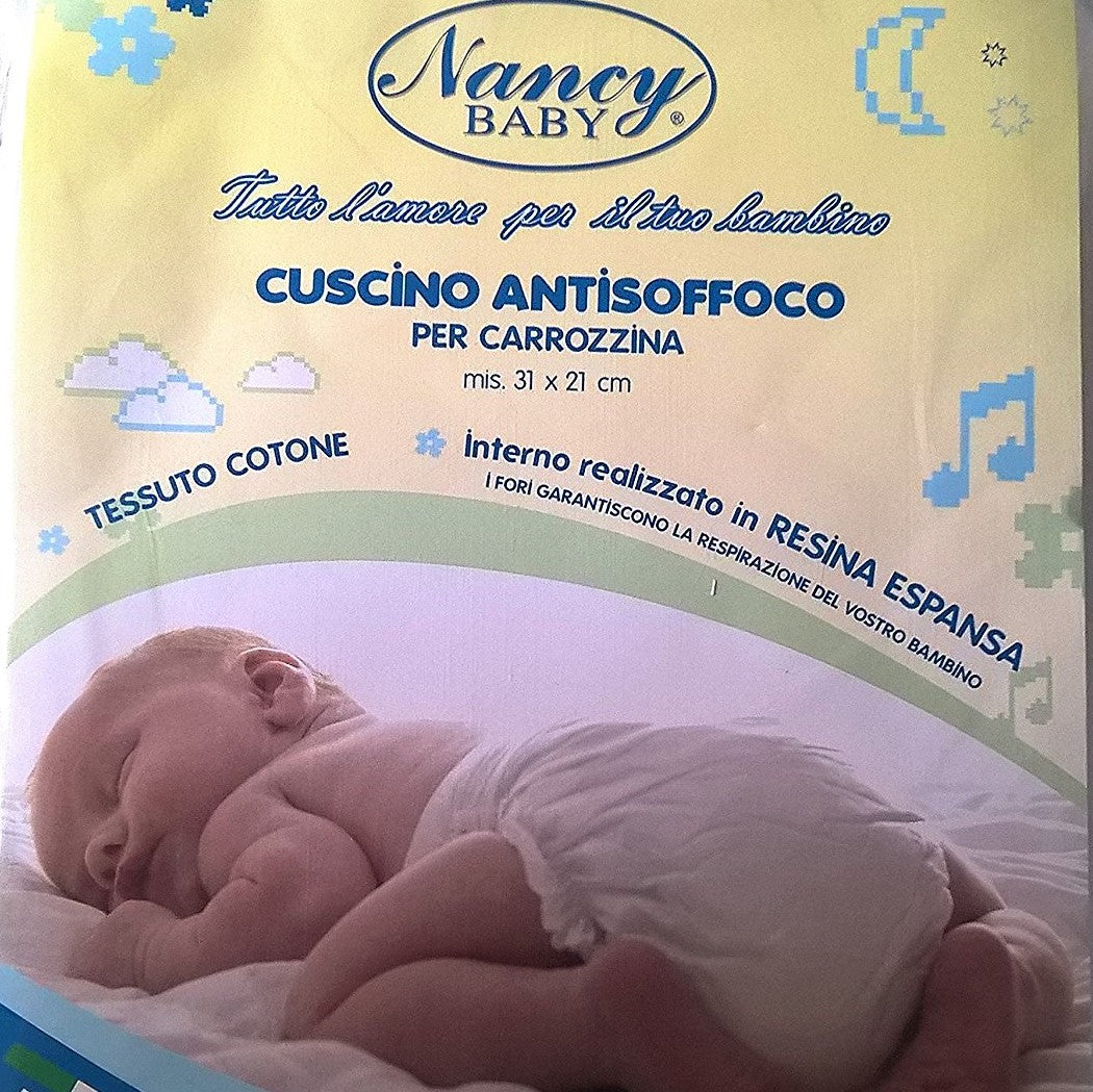 Cuscino Antisoffoco per Culla Carrozzino Nancy Baby Riposo Forato Antiacaro 31 x 21 cm