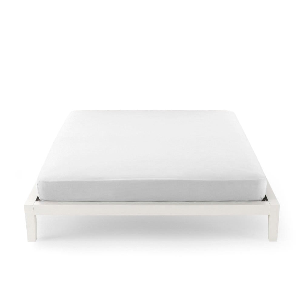 Fancy Home Double Fitted Sheet Iride Pure White Cotton for Hotels and B&amp;Bs
