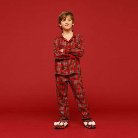 Noìdinotte Tartan Flannel Pajamas for Boys and Girls