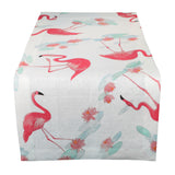 Table Runner Flamingos Printed Linen 50x150 cm Fuchsia