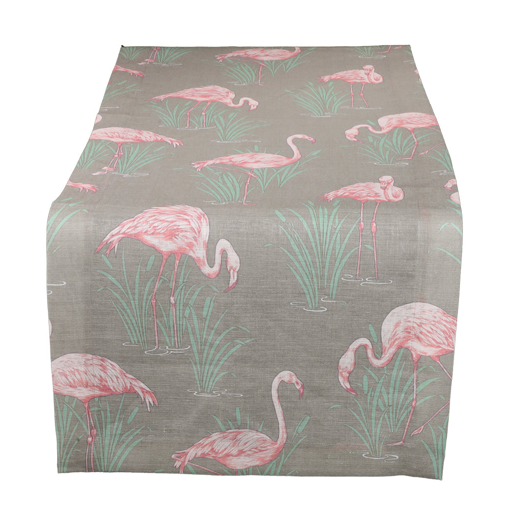 Printed Linen Runner 50x150 cm Pink Flamingos