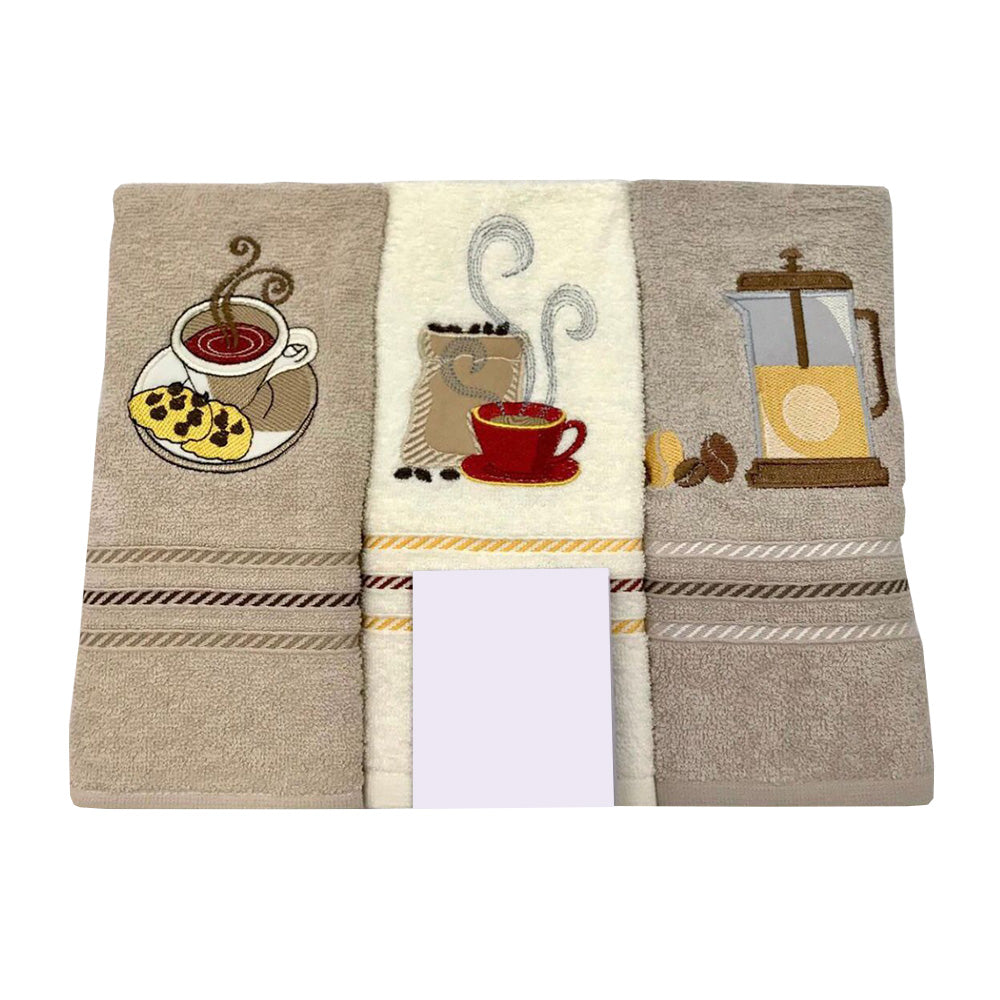 Set of 3 Botticelli Home Mocha Sponge Kitchen Towels
