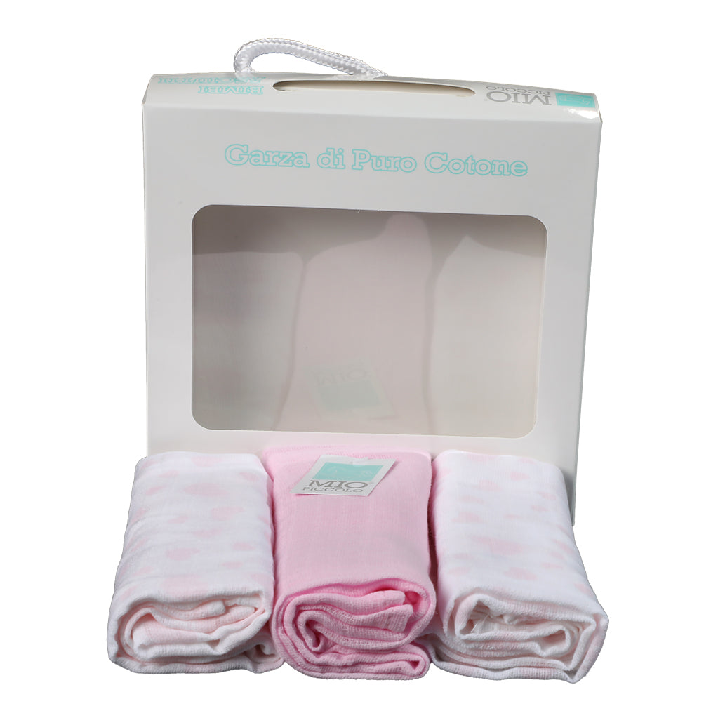 Set 3 Asciugamani Neonato Cuori Rosa QUADRATI IN GARZA - MIO PICCOLO –  Ruocco Store