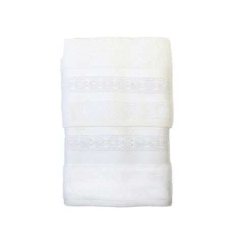 Pierre Cardin Braid Face + Guest Terry Bath Towel Set White