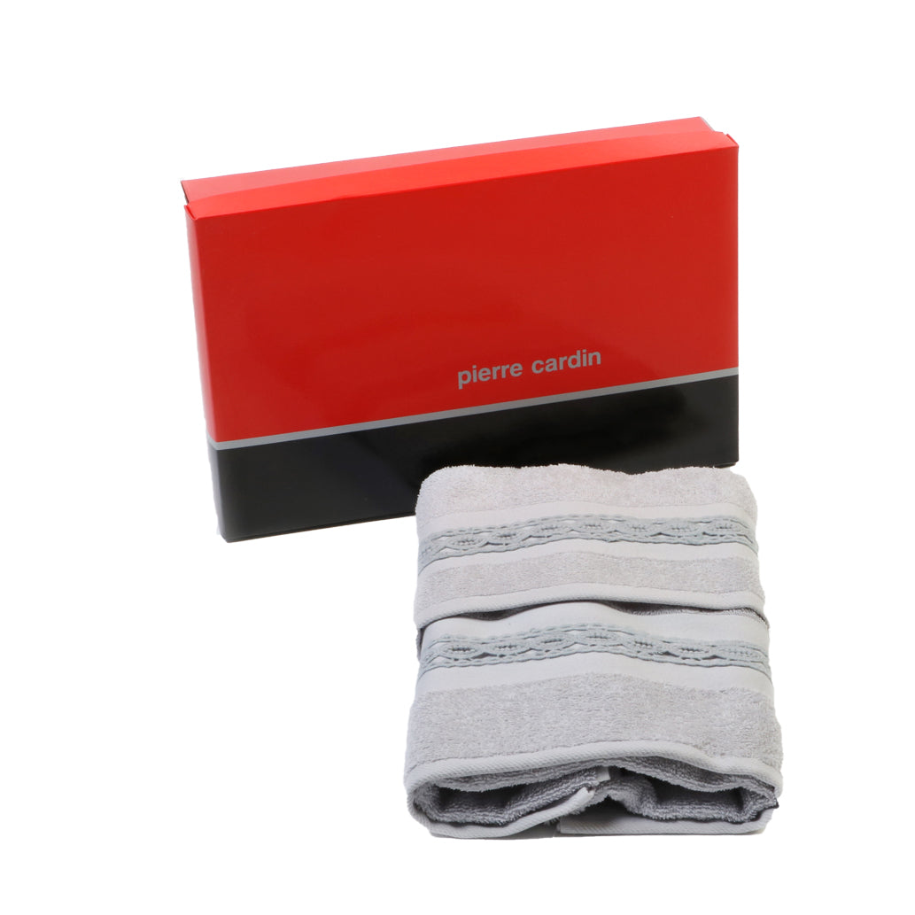Pierre Cardin Braid Face + Guest Terry Bath Towel Set Grey