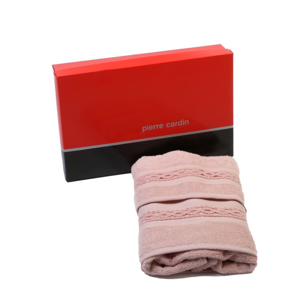 Pierre Cardin Braid Face + Guest Terry Bath Towel Set Pink