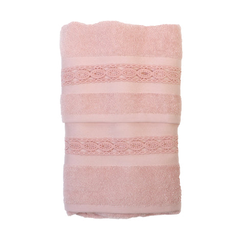 Pierre Cardin Braid Face + Guest Terry Bath Towel Set Pink