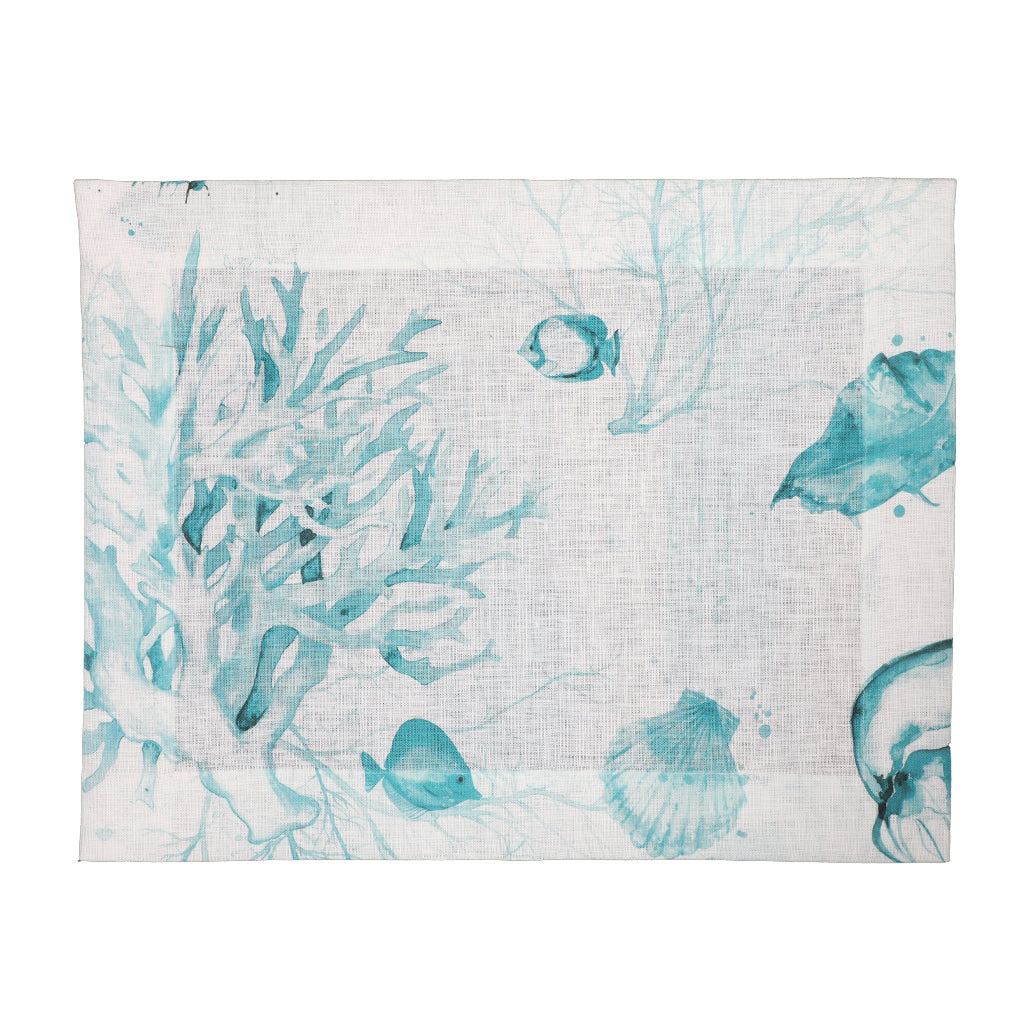Precious Palau Placemat 50x40 cm Turquoise Printed Linen