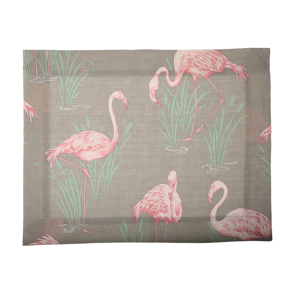 Fine underplate in Umbrian artistic fabric with pink flamingos 50x40 cm