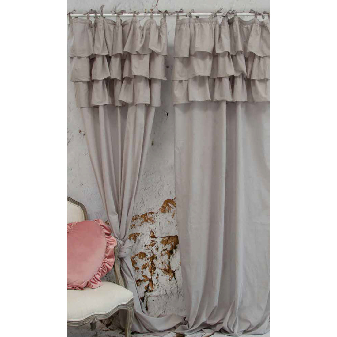 L'Atelier17 Etoile 3-Roche Border Curtain - Grey