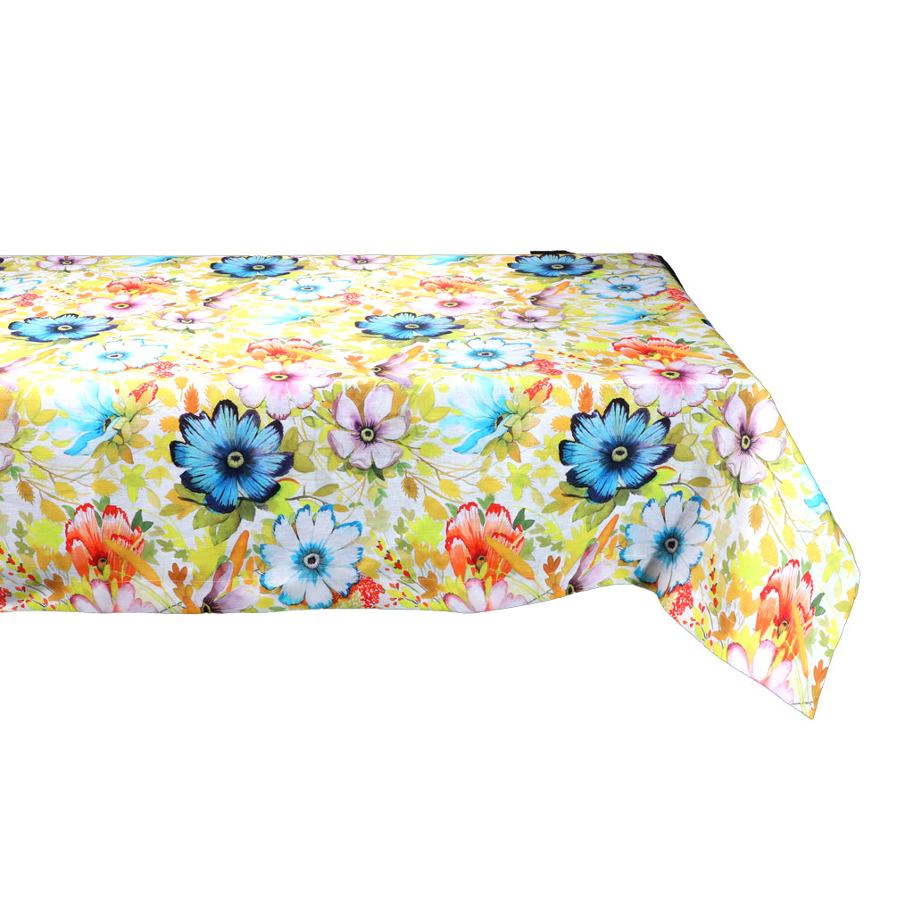 Printed Linen Tablecloth 150x280 cm 12 Place Maya