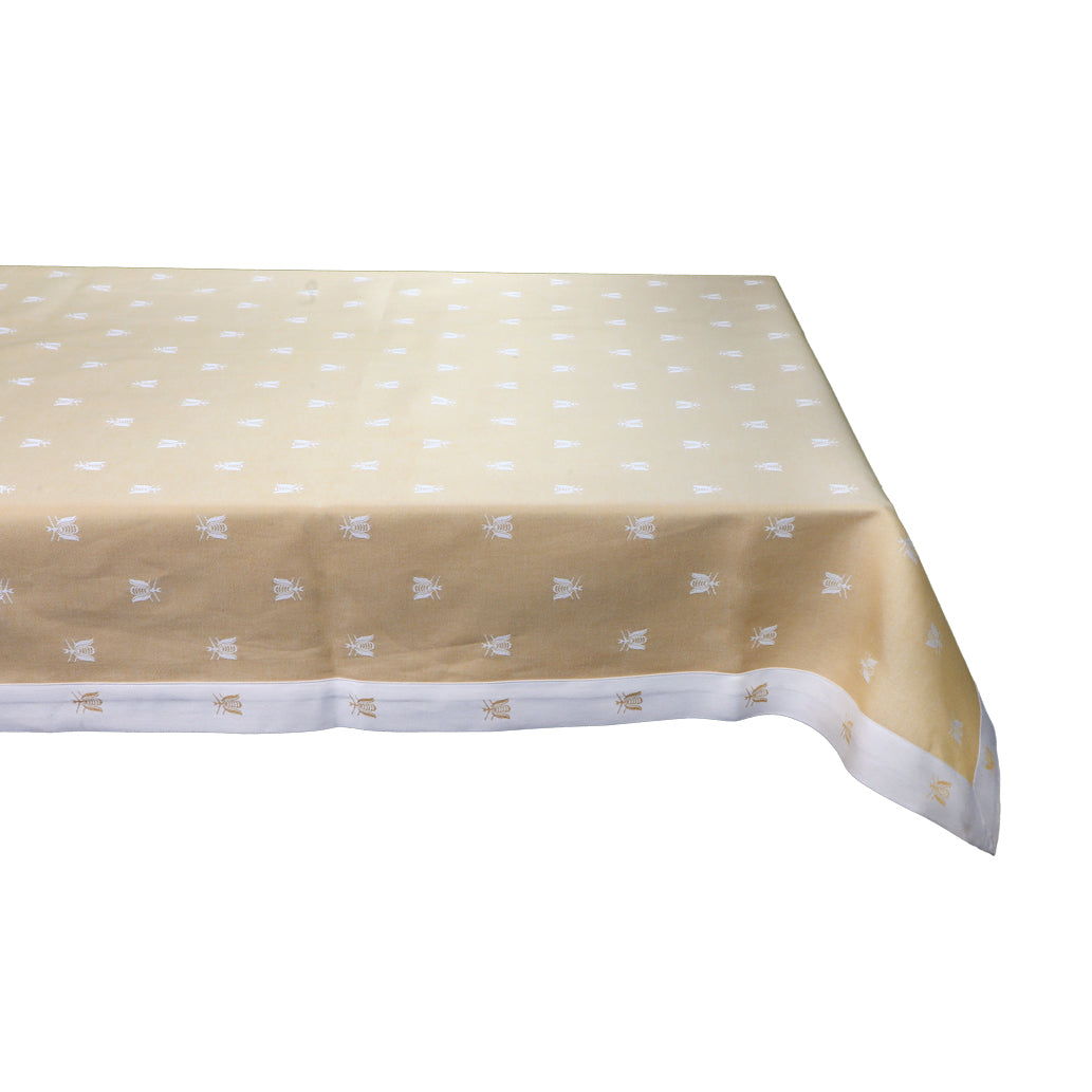 Fine 8-seater tablecloth 140x240 cm Umbrian artistic fabric, pure cotton, yellow bee line.