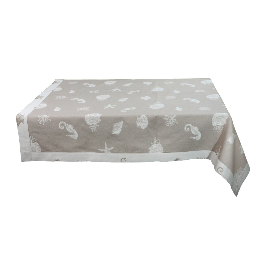 Fine Square Tablecloth 140x140 cm Artistic Umbrian Pure Cotton Fabric Raw Color