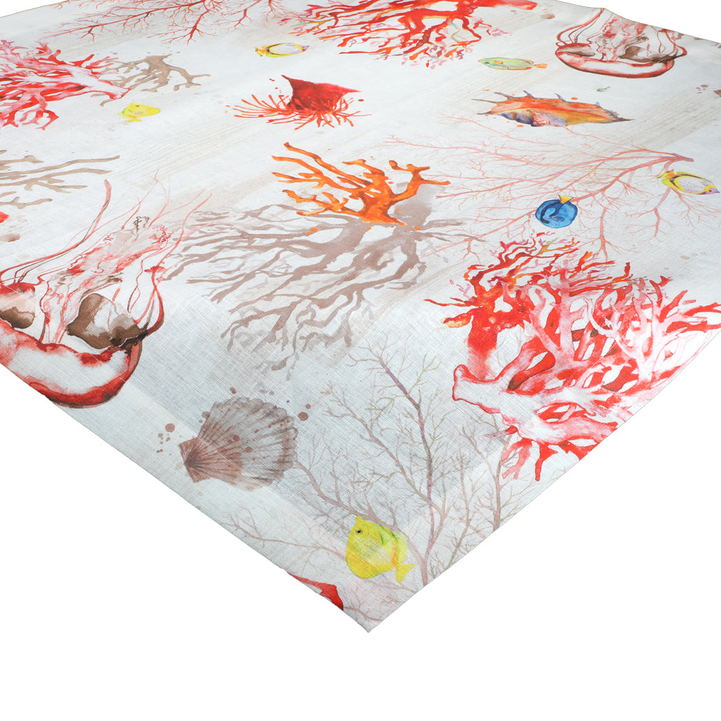 Square Tablecloth 90x90 cm Palau Printed Linen Red